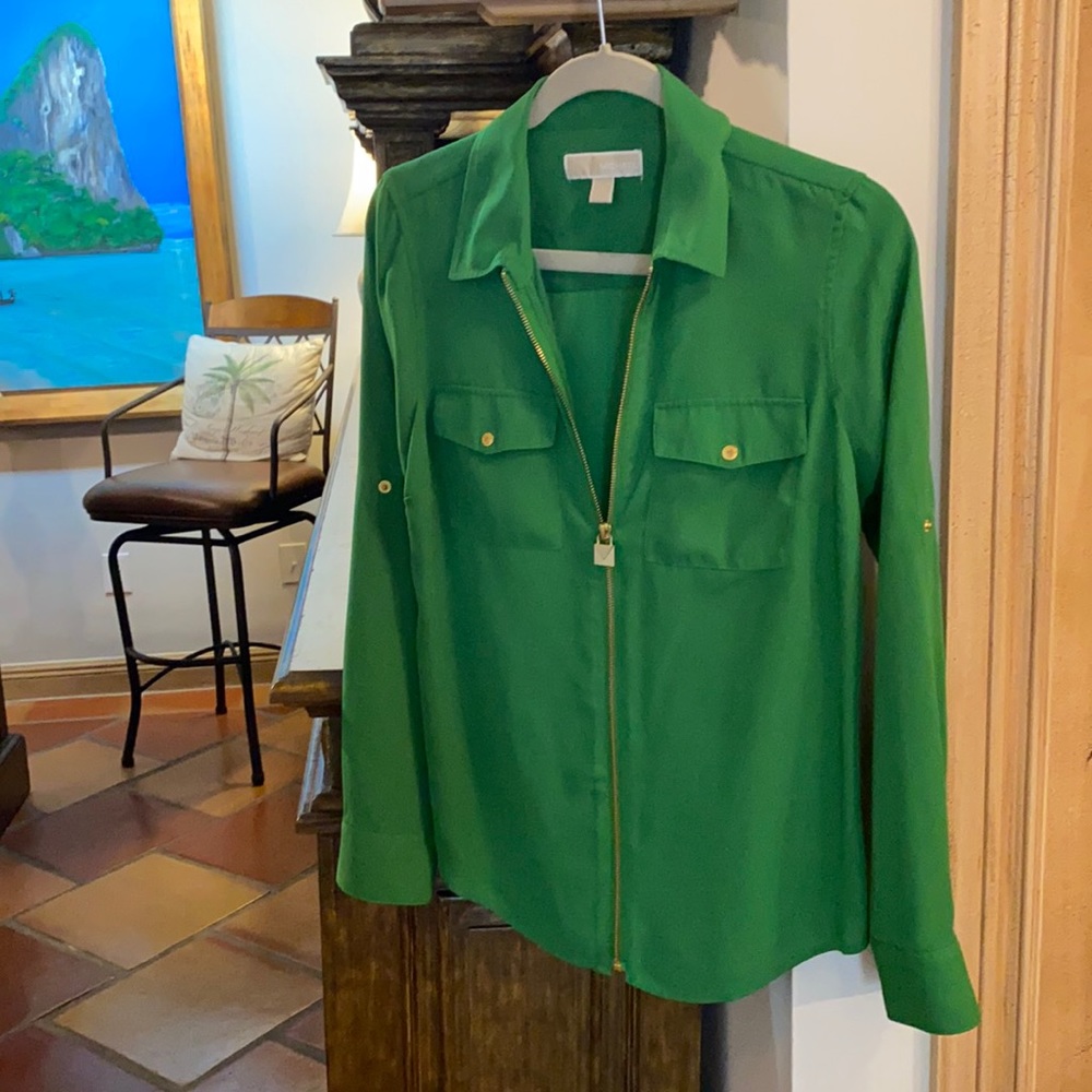 Michael Kors top in primary green with gold detail